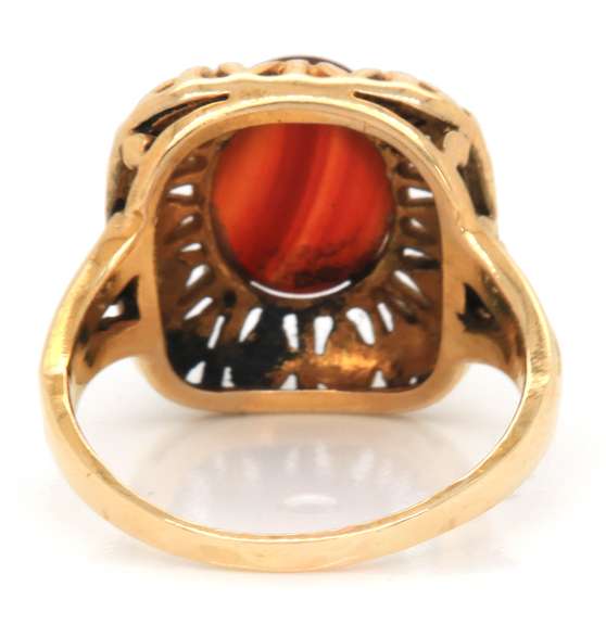 Divine 14kt YG Orange Agate Ring