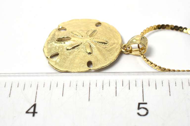 Detailed Sand Dollar Necklace in 14KT Yellow Gold