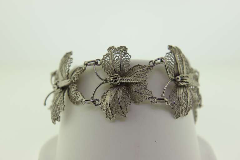 Vintage Sterling Silver Topazio Portugal Butterfly Braclet