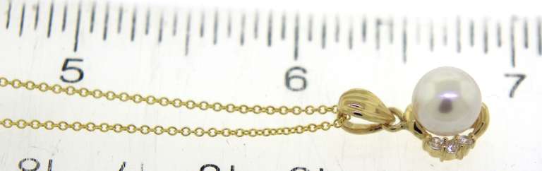 Fancy 14kt Yellow Gold Pearl and CZ Necklace
