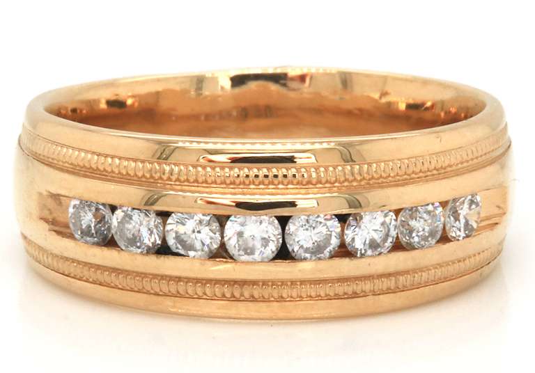 Handsome Gents' 14kt YG Channel Set Wide Band