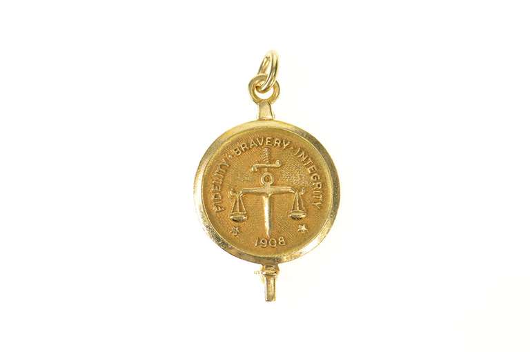 10K Yellow Gold FBI 10 Years Fidelity Bravery Integrity Pendant/Pin