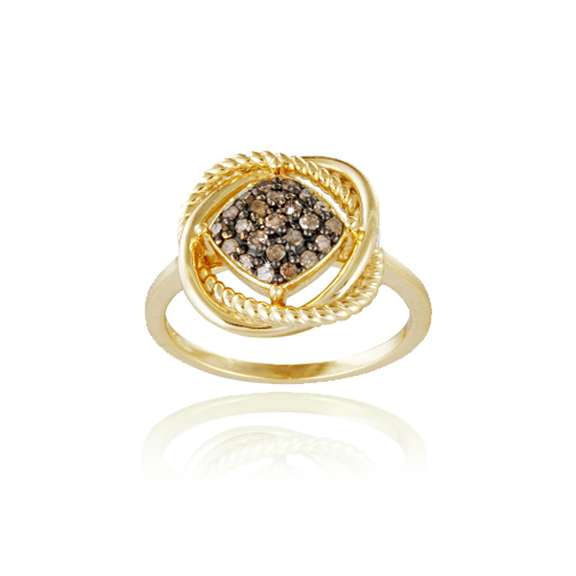 18K Gold over Sterling Silver 1/4ct Champagne Diamond Love Knot Ring