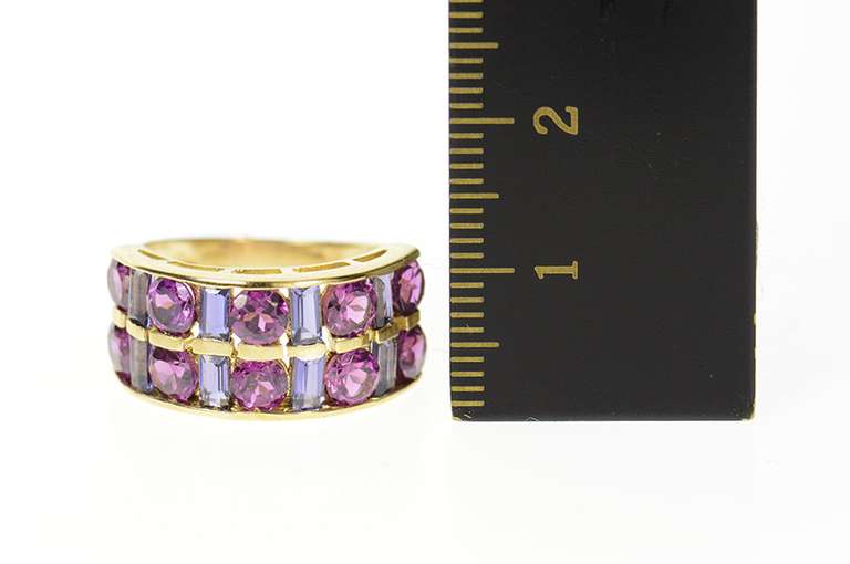 10K Yellow Gold Purple Tourmaline Amethyst Tiered Statement Ring