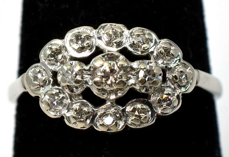 Gorgeous 15-Stone Diamond Cluster Ring in 14KT White Gold