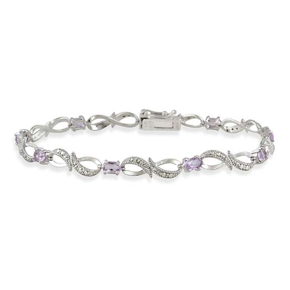 Sterling Silver Amethyst & Diamond Accent Swirl Infinity Bracelet