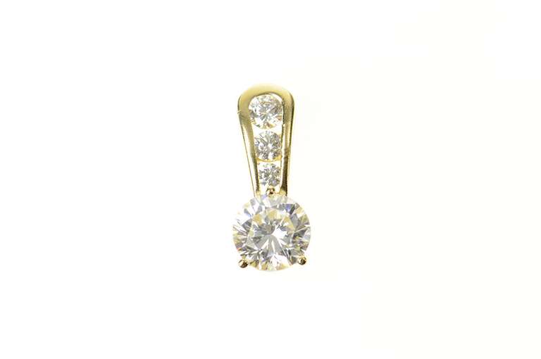 14K Yellow Gold Tiered Round Cubic Zirconia Statement Pendant