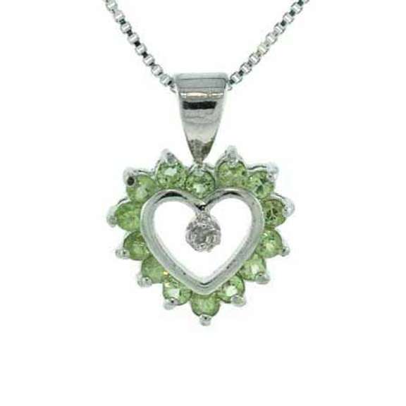Sterling Silver Peridot & Diamond Accent Open Heart Pendant