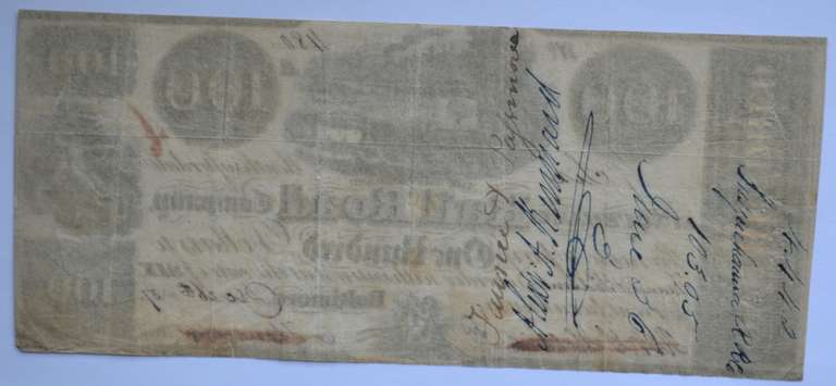 $ 100 Baltimore & Susquehanna Railroad Company Dec 26 1837 Note.