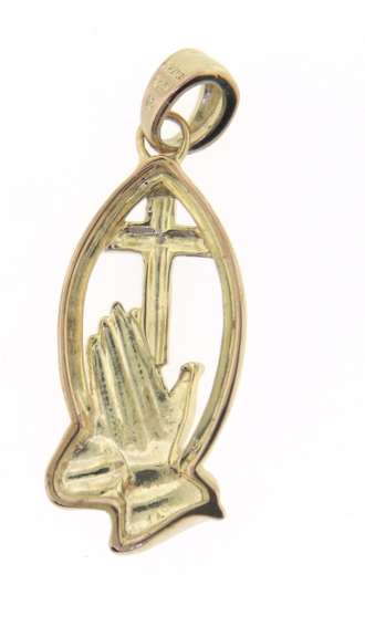 Sterling Silver Praying Hand Cross Pendant