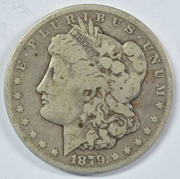 Rare key date 1879-CC Morgan Silver Dollar. Nice circ