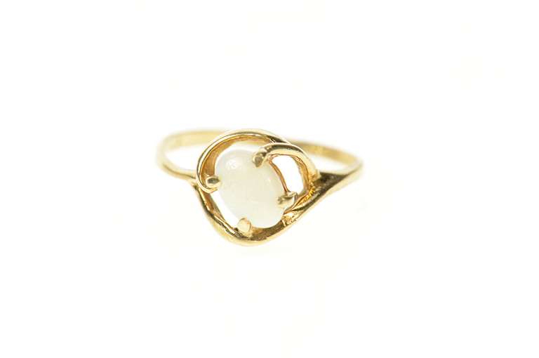 10K Yellow Gold 1960's Natural Opal Curvy Statement Ring