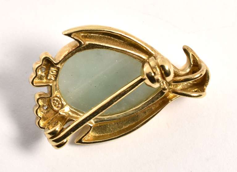 Fun Jade Penguin Brooch