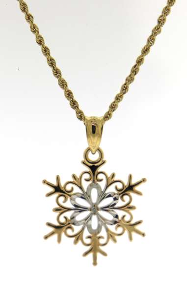 Gorgeous 2 Tone Snowflakes Pendant on Chain
