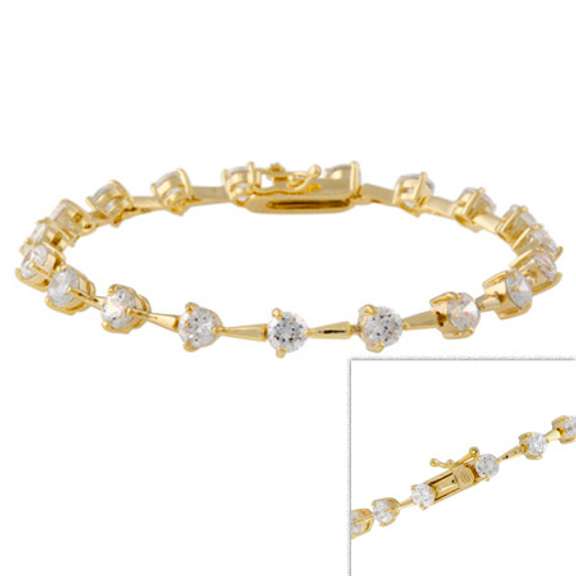 18k Gold over Sterling Silver Round CZ Tennis Bracelet