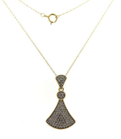 Fabulous 14kt Yellow Gold Fan Diamond Pendant on Chain