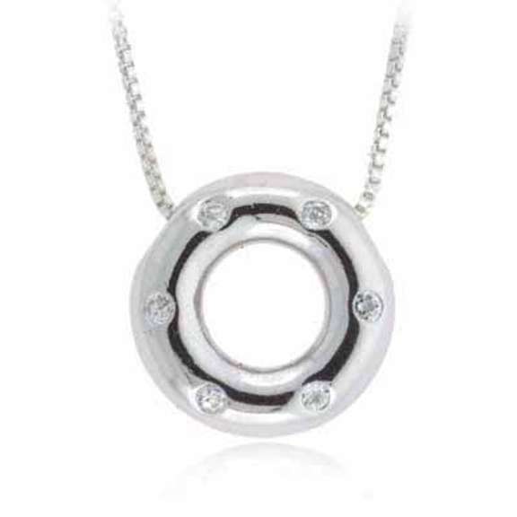 Sterling Silver Simulated Diamond CZ Confetti Circle Pendant