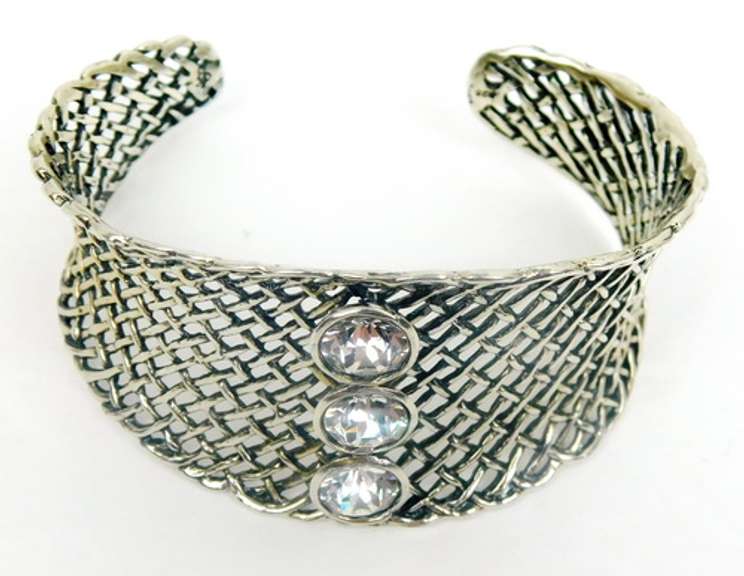 Grace & Heart Wide Sterling Trellis Cuff Bracelet