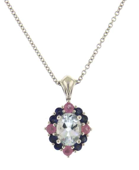 Very Colorful Gemstone Pendant Necklace