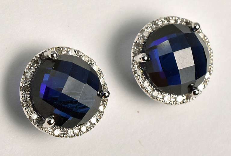 Delightful Sapphire & Diamond Earrings in 14K WG