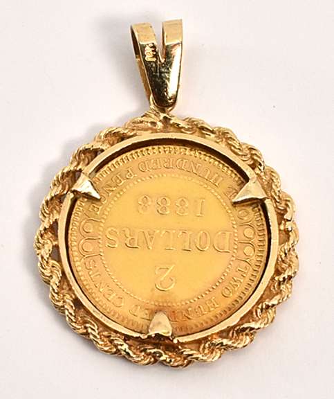 Beautiful 1882 Newfuoundland $2 Gold Pendant