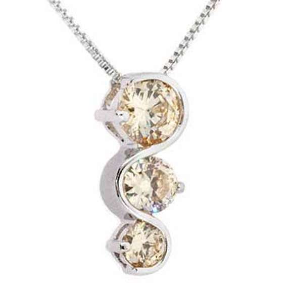 Sterling Silver Past Present and Future Champagne Pendant