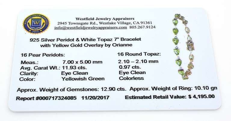 Sweet Peridot & Topaz Bracelet in Vermeil