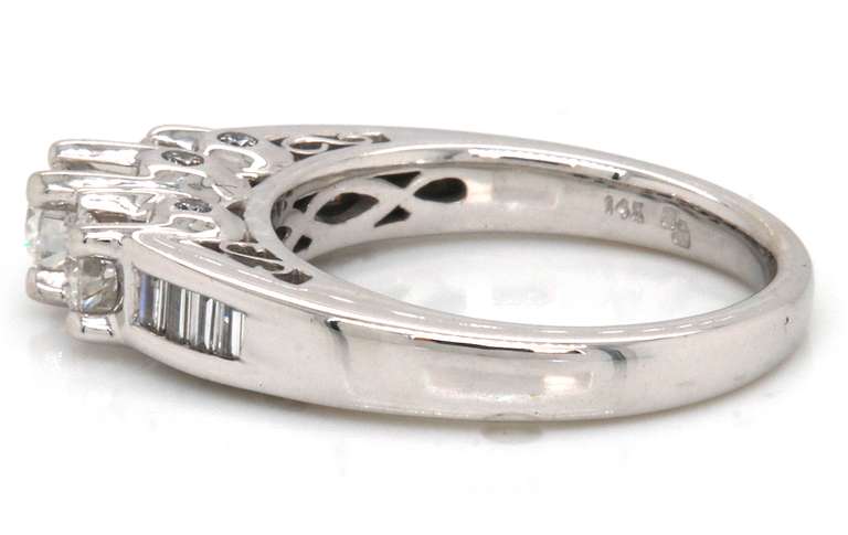 Modern Elegance 14kt WG Round Diamond Ring with Channel Set Accents