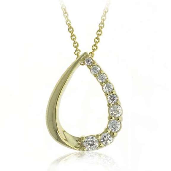 18K Gold over Sterling Silver CZ Teardrop Journey Pendant