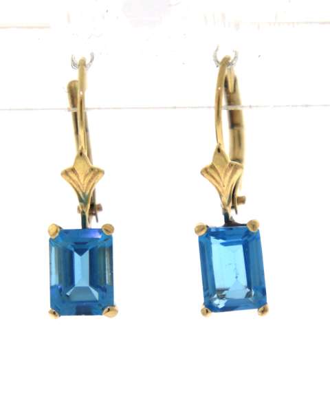 Amazing Yellow gold Blu eTopaz Dangle Earrings