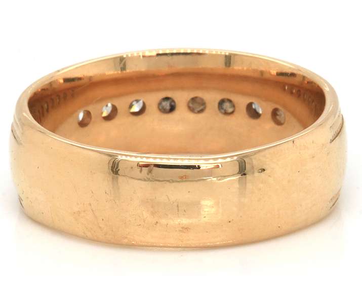 Handsome Gents' 14kt YG Channel Set Wide Band