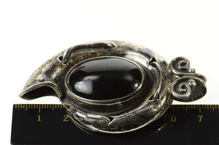 Sterling Silver Ornate Black Onyx Swirl Nautilus Statement Pendant