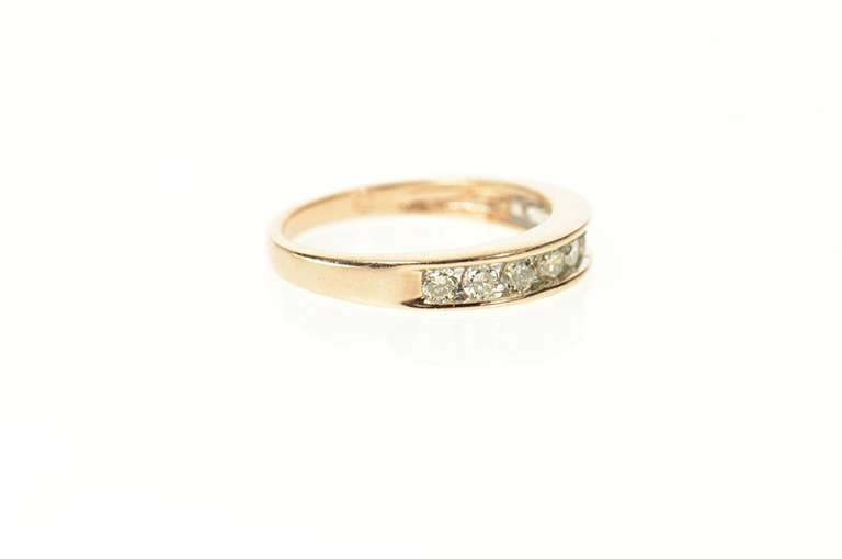 14K Yellow Gold 0.36 Ctw Diamond Classic Wedding Band Ring