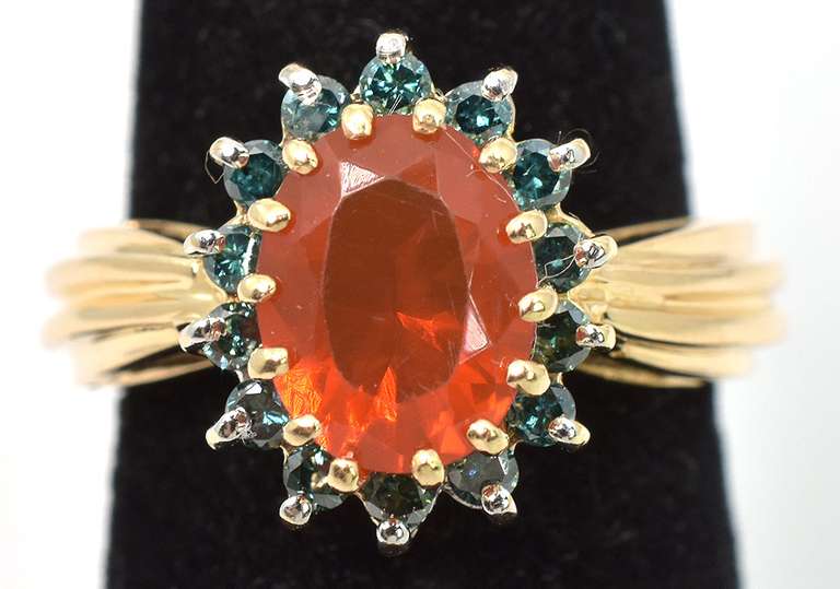 Unique Gemstone Ring in 14KT