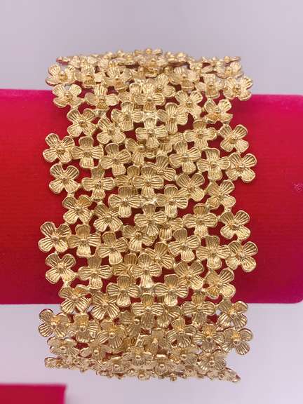 Gorgeous 22kt Gold Plated Sterling Silver Bangle Cuff Designer Bracelet