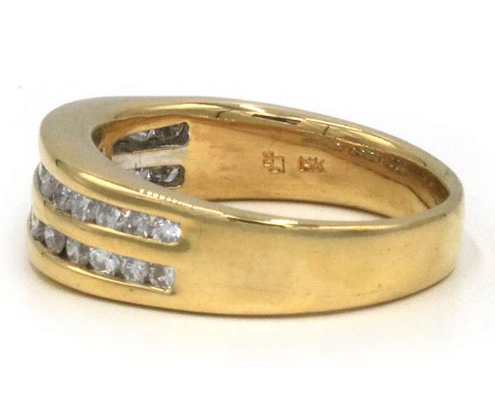 Sleek 14kt YG Gents' Double Row Diamond Ring