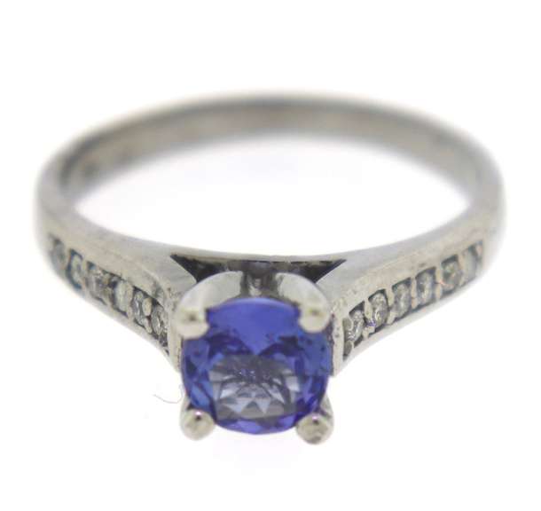 Charming 14kt White Gold Tanzanite and Diamond Ring