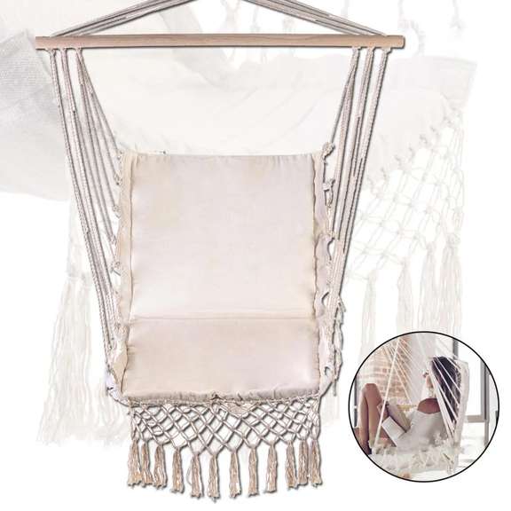 Hanging Hammock Swing Garden with Wooden Stretcher