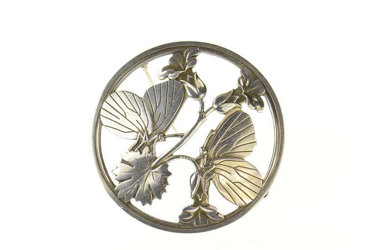 Sterling Silver Georg Jensen Butterfly Flower Round 283 Pin/Brooch