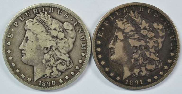 Great 1890-CC & 1891-CC Morgan Silver Dollars