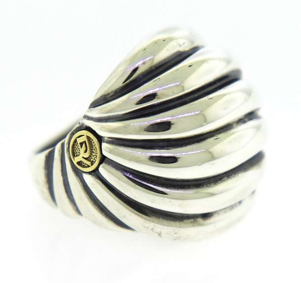 Trendy Silver David Yurman Sculpted Cable Dome Ring