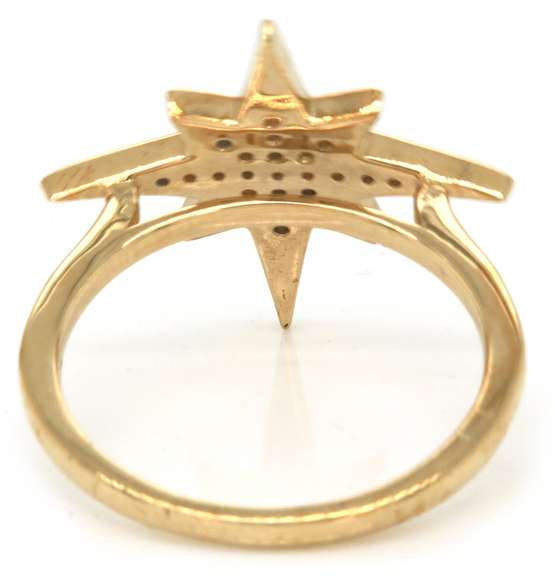 Trendy & Fun 10kt YG Pave Diamond Star Ring