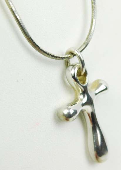 Italian Sterling Silver Cross & Chain