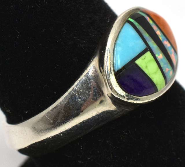 Sterling Silver Multi Color Enamel Ring