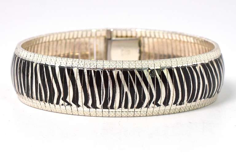 Fun Zebra-Print Bracelet in Sterling Silver