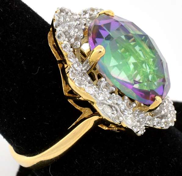Captivating Mystic Topaz & White Topaz Ring in Vermeil