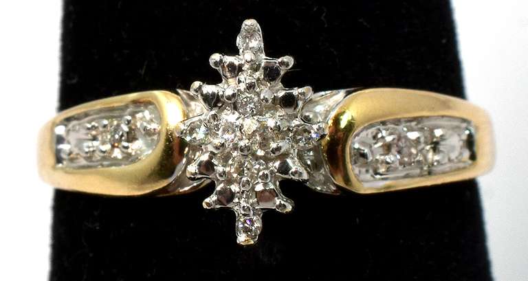 Elegant Diamond Accent Cluster Ring in Yellow Gold
