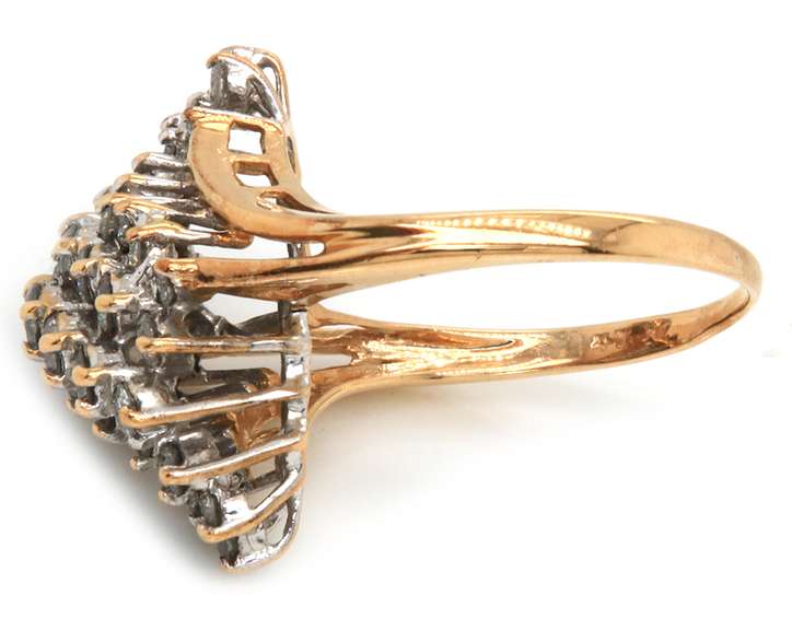Gorgeous 14kt YG Diamond Cluster Waterfall Ring