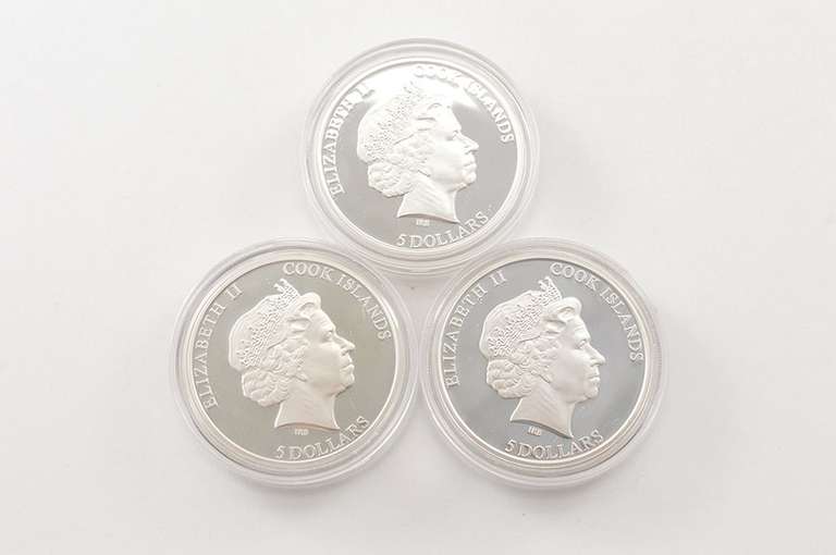 2013 Cook Islands $5 W20g .925 Silver Proof 3 Coin Set Box & COA