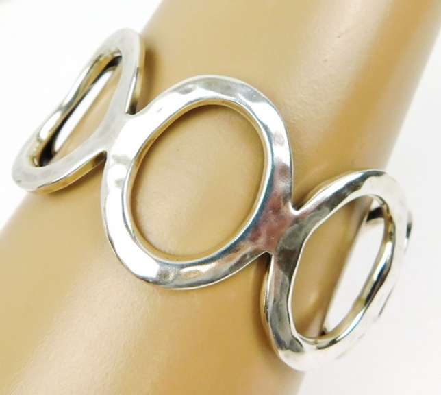 G&H Hammered Sterling Wide Bangle Bracelet